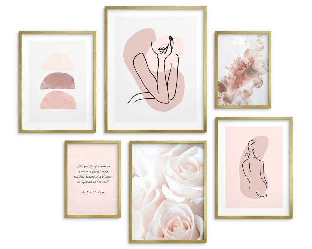 Zestaw plakatów Kobiecość - minimalistyczne grafiki, line-arty, kwiaty i cytat 91015 - zdjęcie 5
