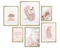 Zestaw plakatów Kobiecość - minimalistyczne grafiki, line-arty, kwiaty i cytat 91015 Naklejkomania - zdjecie 5 - miniatura