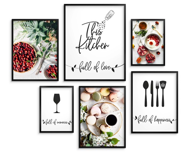 Zestaw plakatów This Kitchen - zdjęcia jedzenia i dekoracyjne napisy do kuchni 91024 Naklejkomania - zdjecie 1