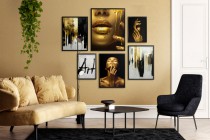 Zestaw plakatów Sztuka złota i czerni - ciało kobiety i malowane abstrakcje 91033 Naklejkomania - zdjecie 2 - miniatura