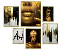 Zestaw plakatów Sztuka złota i czerni - ciało kobiety i malowane abstrakcje 91033 Naklejkomania - zdjecie 4 - miniatura