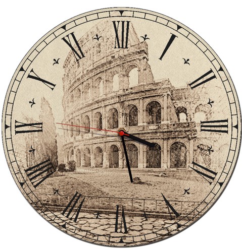Zegar na ścianę do sypialni, salonu miniatura Rzymu w stylu retro Z027 Naklejkomania - zdjecie 1