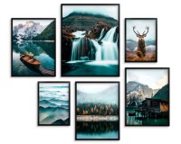 Zestaw plakatów Górskie pejzaże - dzika natura, lasy i turkusowe jeziora 91016 Naklejkomania - zdjecie 1 - miniatura