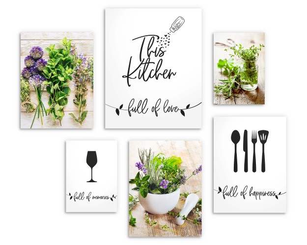 Zestaw plakatów This Kitchen - zioła, kwiaty i dekoracyjne napisy do kuchni 91026 - zdjęcie 3