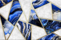 Fototapeta na ścianę Ozdobny marmur - niebieski geometryczny wzór ze złotem 90031 Naklejkomania - zdjecie 2 - miniatura