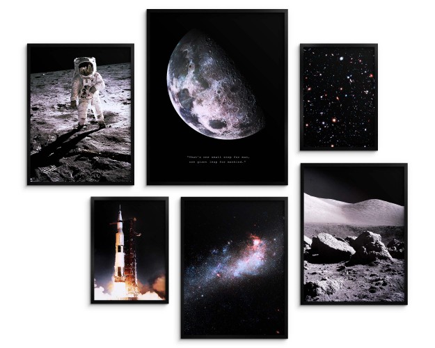 Zestaw plakatów Lot w kosmos - zdjęcia astronautów, gwiazd i księżyca (NASA) 91010 Naklejkomania - zdjecie 1