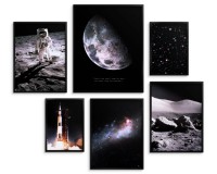 Zestaw plakatów Lot w kosmos - zdjęcia astronautów, gwiazd i księżyca (NASA) 91010 Naklejkomania - zdjecie 1 - miniatura