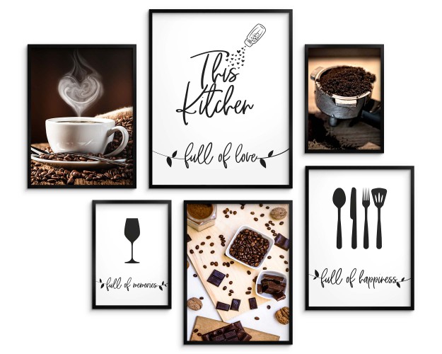 Zestaw plakatów This Kitchen - kawa i dekoracyjne napisy do kuchni 91025 Naklejkomania - zdjecie 1