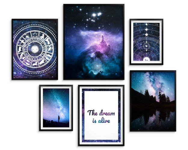 Zestaw plakatów Kosmos - niebo, gwiazdy, znaki zodiakiów, układ słoneczny, pejzaże 91005