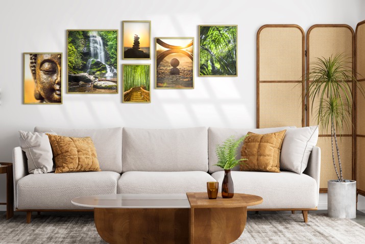 Zestaw plakatów Zen - zielona natura, budda, wodospad, spokój i równowaga 91021 - zdjęcie 2