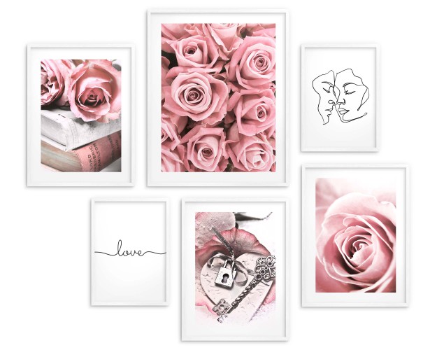 Zestaw plakatów Różana miłość - pastelowe kwiaty i minimalistyczne line-arty 91002 - zdjęcie 5