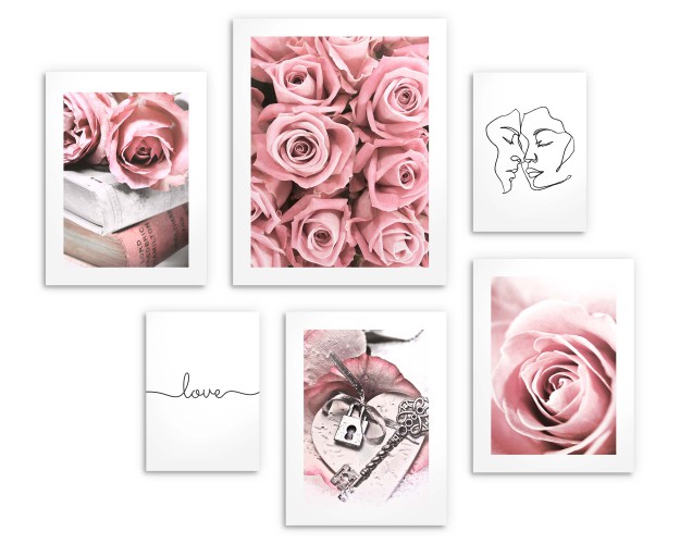 Zestaw plakatów Różana miłość - pastelowe kwiaty i minimalistyczne line-arty 91002 - zdjęcie 3