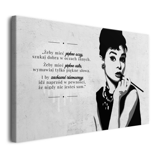 Obraz na ścianę do salonu Żeby mieć.. - życiowy cytat motywacyjny i portret Audrey Hepburn 92107 - zdjęcie 2