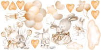 Naklejki na ścianę króliki balony w brązach 32230 Naklejkomania - zdjecie 2 - miniatura