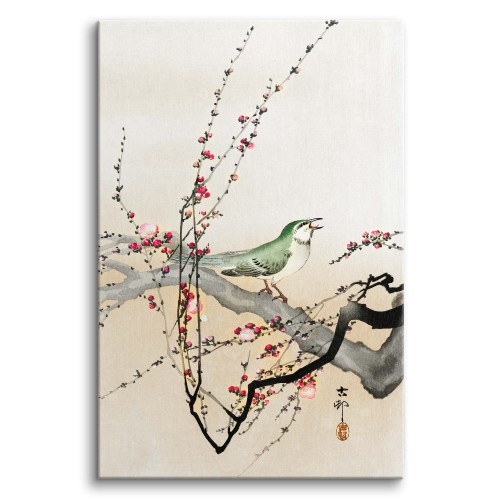 Śpiewający ptak i kwiaty śliwki - reprodukcja japońskiej grafiki, Ohara Koson 92100