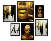 Zestaw plakatów Sztuka złota i czerni - ciało kobiety i malowane abstrakcje 91033 Naklejkomania - zdjecie 1 - miniatura