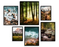 Zestaw plakatów Natura w pejzażach - las, woda, góry i zwierzęta 91032 Naklejkomania - zdjecie 1 - miniatura
