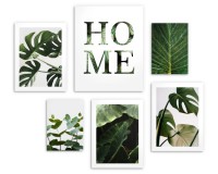 Zestaw plakatów Dom pełen roślin - napis HOME, monstery i zielone liście 91029 Naklejkomania - zdjecie 4 - miniatura
