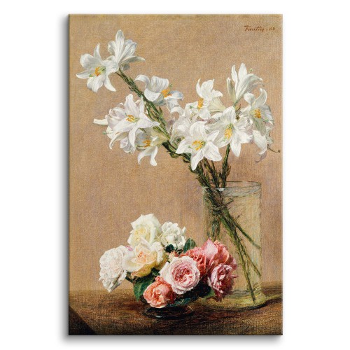Obraz Róże i lilie - reprodukcja malarstwa Henriego Fantin–Latoura 92096 Naklejkomania - zdjecie 1