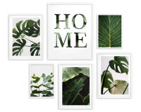 Zestaw plakatów Dom pełen roślin - napis HOME, monstery i zielone liście 91029 Naklejkomania - zdjecie 3 - miniatura