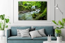 Obraz na ścianę Zielona natura - leśny krajobraz z wodospadem i strumykiem 92127 Naklejkomania - zdjecie 3 - miniatura
