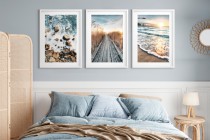 Zestaw trzech plakatów ozdobnych na ścianę Letnie pejzaże - morze, plaża, słońce i molo 91038 Naklejkomania - zdjecie 5 - miniatura