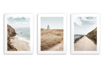 Zestaw trzech plakatów ozdobnych na ścianę Letnie widoki - klif, morze, niebo, plaża, pole 91036 Naklejkomania - zdjecie 3 - miniatura