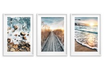 Zestaw trzech plakatów ozdobnych na ścianę Letnie pejzaże - morze, plaża, słońce i molo 91038 Naklejkomania - zdjecie 3 - miniatura