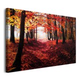 Obraz na ścianę Jesień w lesie - ścieżka z czerwonych liści wśród drzew 92114 Naklejkomania - zdjecie 2 - miniatura