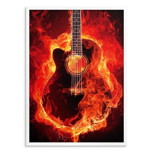 Plakat na ścianę  Ostra muzyka - płonąca w ogniu czarna gitara 91040 - zdjęcie 5