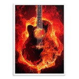 Plakat na ścianę  Ostra muzyka - płonąca w ogniu czarna gitara 91040 Naklejkomania - zdjecie 5 - miniatura