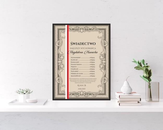 Plakat w ramie prezent dla nauczyciela świadectwo najlepszego wychowawcy 61399 - zdjęcie 2