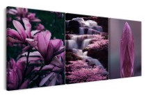Obrazy tryptyki na ścianę natura w odcieniach fioletu 20736 Naklejkomania - zdjecie 2 - miniatura
