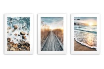 Zestaw trzech plakatów ozdobnych na ścianę Letnie pejzaże - morze, plaża, słońce i molo 91038 Naklejkomania - zdjecie 2 - miniatura