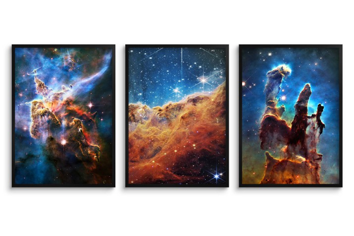 Zestaw trzech plakatów ozdobnych na ścianę Kosmos - zdjęcia mgławic i gwiazd od NASA 91034 Naklejkomania - zdjecie 1