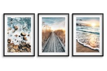 Zestaw trzech plakatów ozdobnych na ścianę Letnie pejzaże - morze, plaża, słońce i molo 91038 Naklejkomania - zdjecie 1 - miniatura