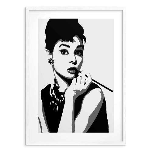 Plakat na ścianę  Audrey Hepburn - czarno-biały portret szykownej kobiety 91027 - zdjęcie 4