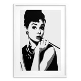 Plakat na ścianę  Audrey Hepburn - czarno-biały portret szykownej kobiety 91027 Naklejkomania - zdjecie 4 - miniatura