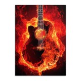 Plakat na ścianę  Ostra muzyka - płonąca w ogniu czarna gitara 91040 Naklejkomania - zdjecie 3 - miniatura