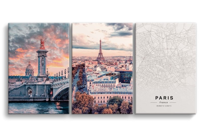 Obrazy tryptyki na ścianę widoki na Paryż 20741