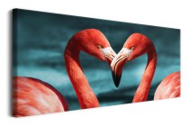 Obraz na ramie Dwa flamingi - różowe ptaki nad wodą 92150 Naklejkomania - zdjecie 2 - miniatura