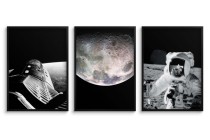 Zestaw trzech plakatów ozdobnych na ścianę Księżyc, astronauta i rakieta w kosmosie (NASA) 91035 Naklejkomania - zdjecie 1 - miniatura