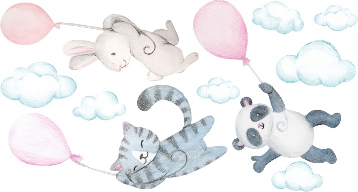 Naklejki dla dzieci - kotek króliczek panda 9749 - zdjęcie 2