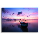 Obraz na płótnie Wieczór nad morzem - łódka przy zachodzie słońca 92115 Naklejkomania - zdjecie 1 - miniatura