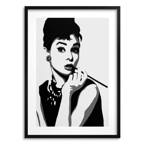 Plakat na ścianę  Audrey Hepburn - czarno-biały portret szykownej kobiety 91027