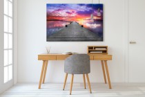 Obraz na ścianę Drewniane molo - piękne niebo i zachód słońca nad jeziorem 92139 Naklejkomania - zdjecie 3 - miniatura