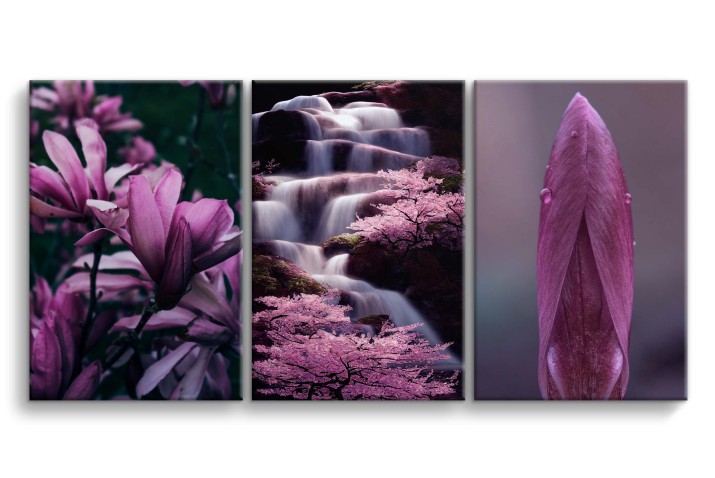 Obrazy tryptyki na ścianę natura w odcieniach fioletu 20736 Naklejkomania - zdjecie 1