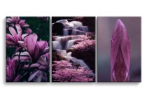 Obrazy tryptyki na ścianę natura w odcieniach fioletu 20736 Naklejkomania - zdjecie 1 - miniatura