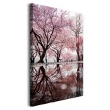 Obraz na płótnie Wiosenny krajobraz - drzewa z różowymi kwiatami i woda 92133 Naklejkomania - zdjecie 2 - miniatura