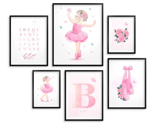 Plakaty do pokoju dziecka- Baletnica w pastelowych różach, KD071 Naklejkomania - zdjecie 1
